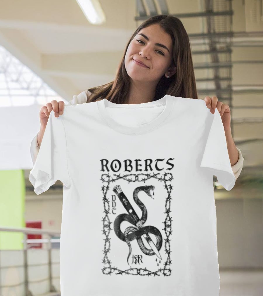 Roberts Ddt Jsr Coiled Snake Switchblade Barbed Wire Border T-Shirt