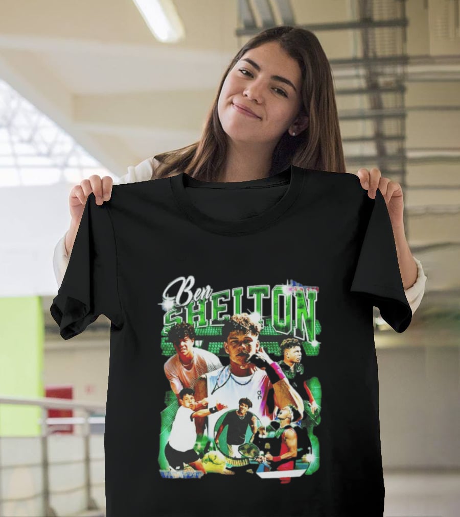 Ben Shelton Tennis Champions Green Collage T-Shirt
