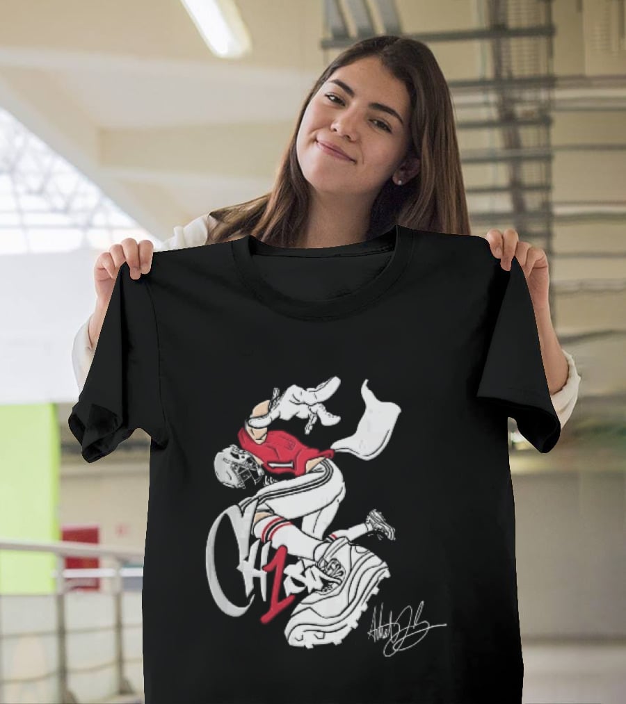 C1n Cam Newton New England Patriots Fisheye Cleat Cartoon Line T-Shirt