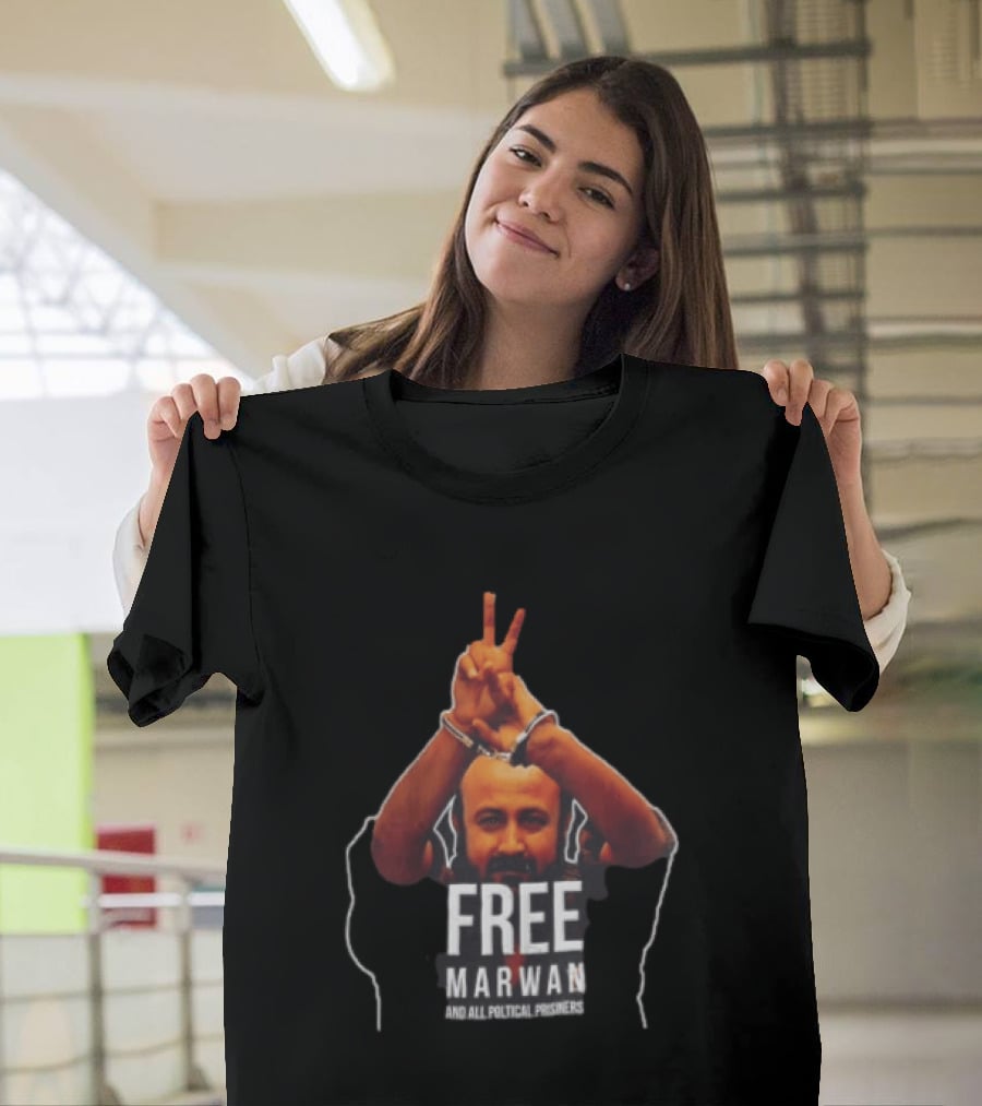 Free Marwan Barghouti And All Political Prisoners Handcuffed Peace Sign T-Shirt