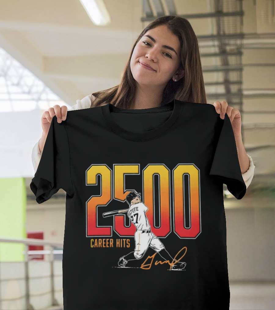 2500 Career Hits Houston Astros Baseball Jose Altuve Historic T-Shirt