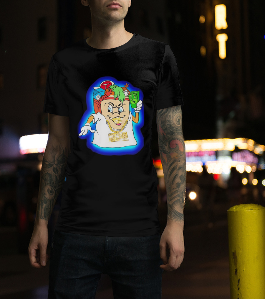 H E Buddy Bud Bucks Character Holding Bud Buck Bills And Wearing Gold Chain With Bling H E B T-Shirt