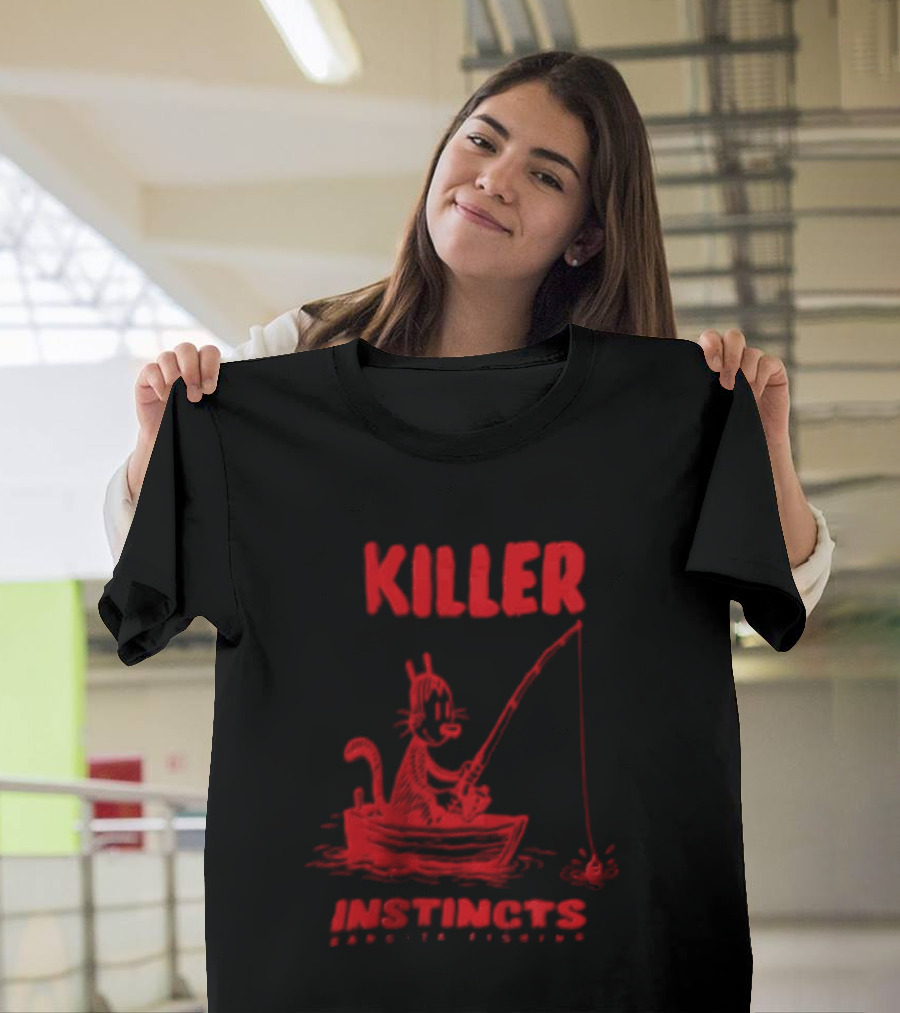Killer Instincts Fishing Cat In A Boat T-Shirt