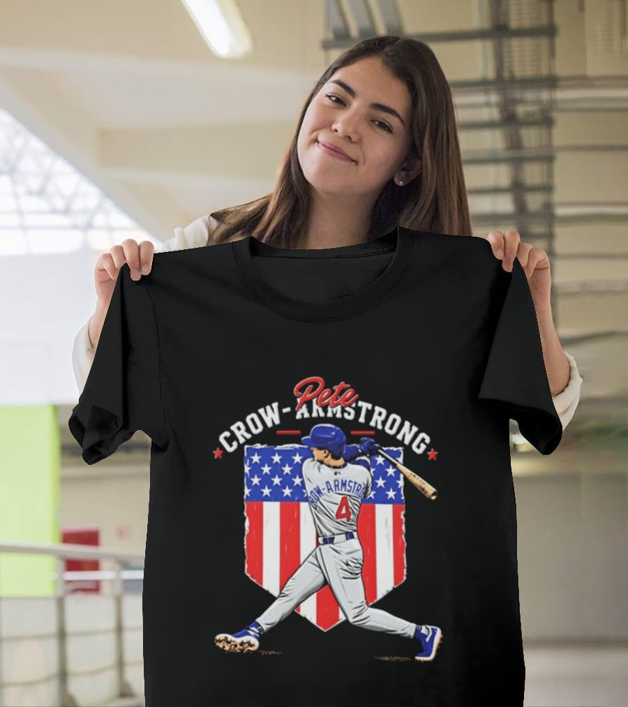 Pete Crow Armstrong Chicago Cubs Baseball 4 American Flag 2026 T-Shirt