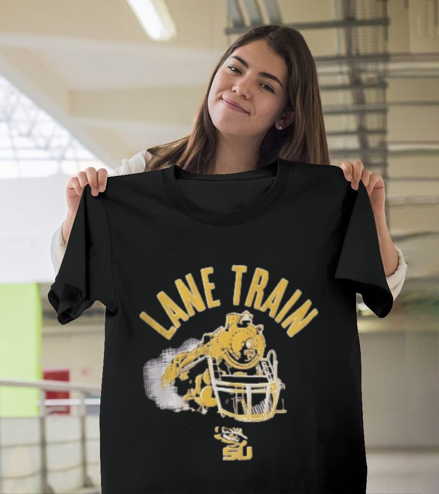 Lane Train Yellow Steam Lsu Tigers NCAA Locomotive Helmet Smoke T-Shirt