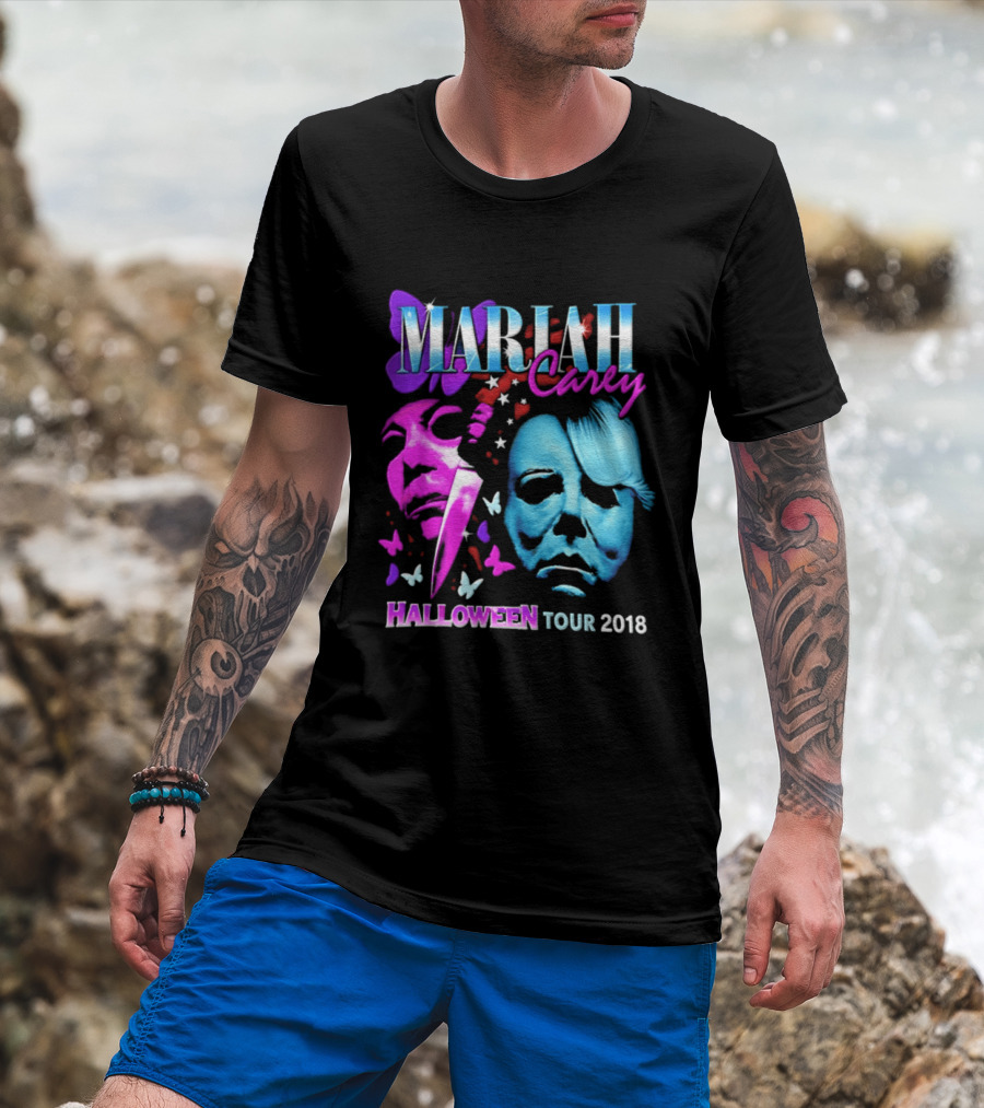 Mariah Carey Halloween Tour 2018 Pop Music Butterfly Mask Knife T-Shirt
