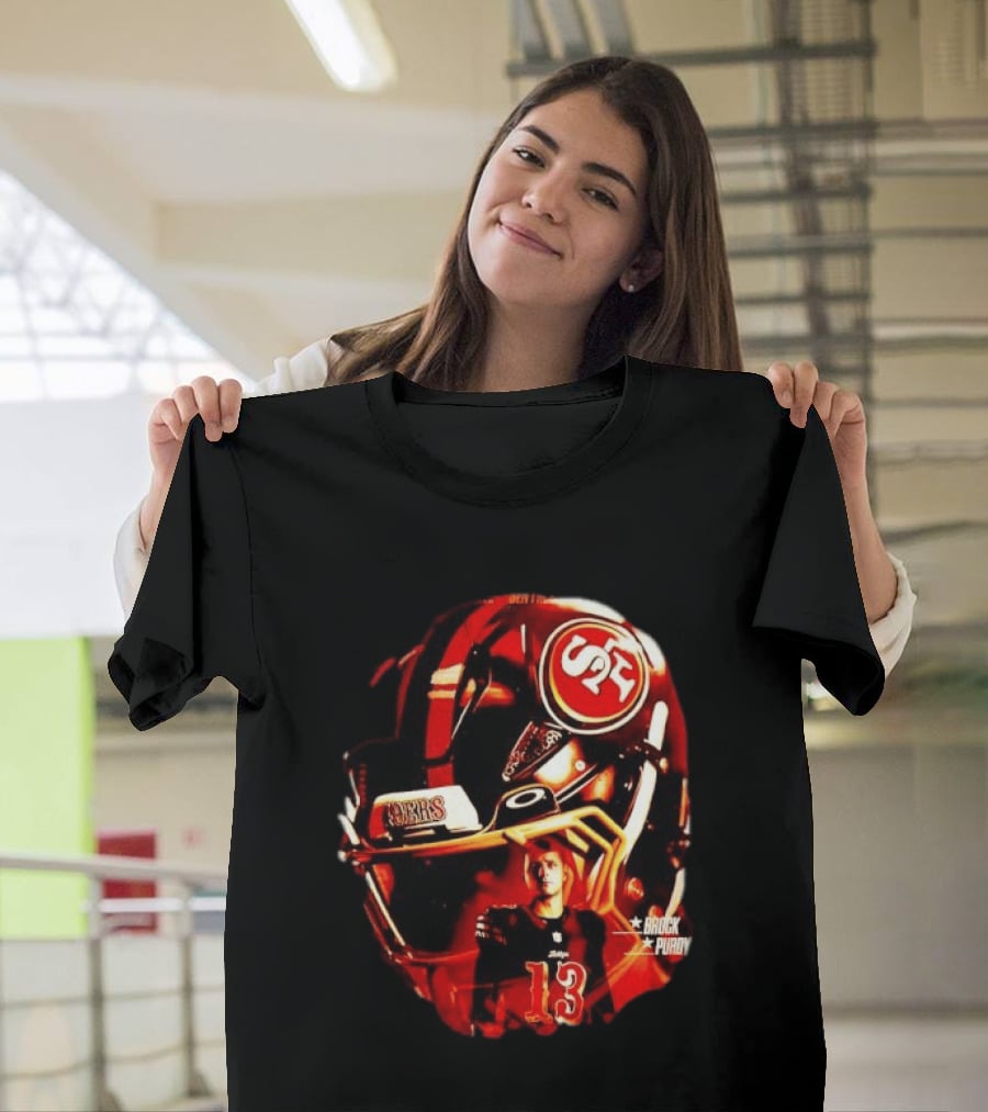 San Francisco 49ers Brock Purdy 13 Football Helmet NFL Night T-Shirt