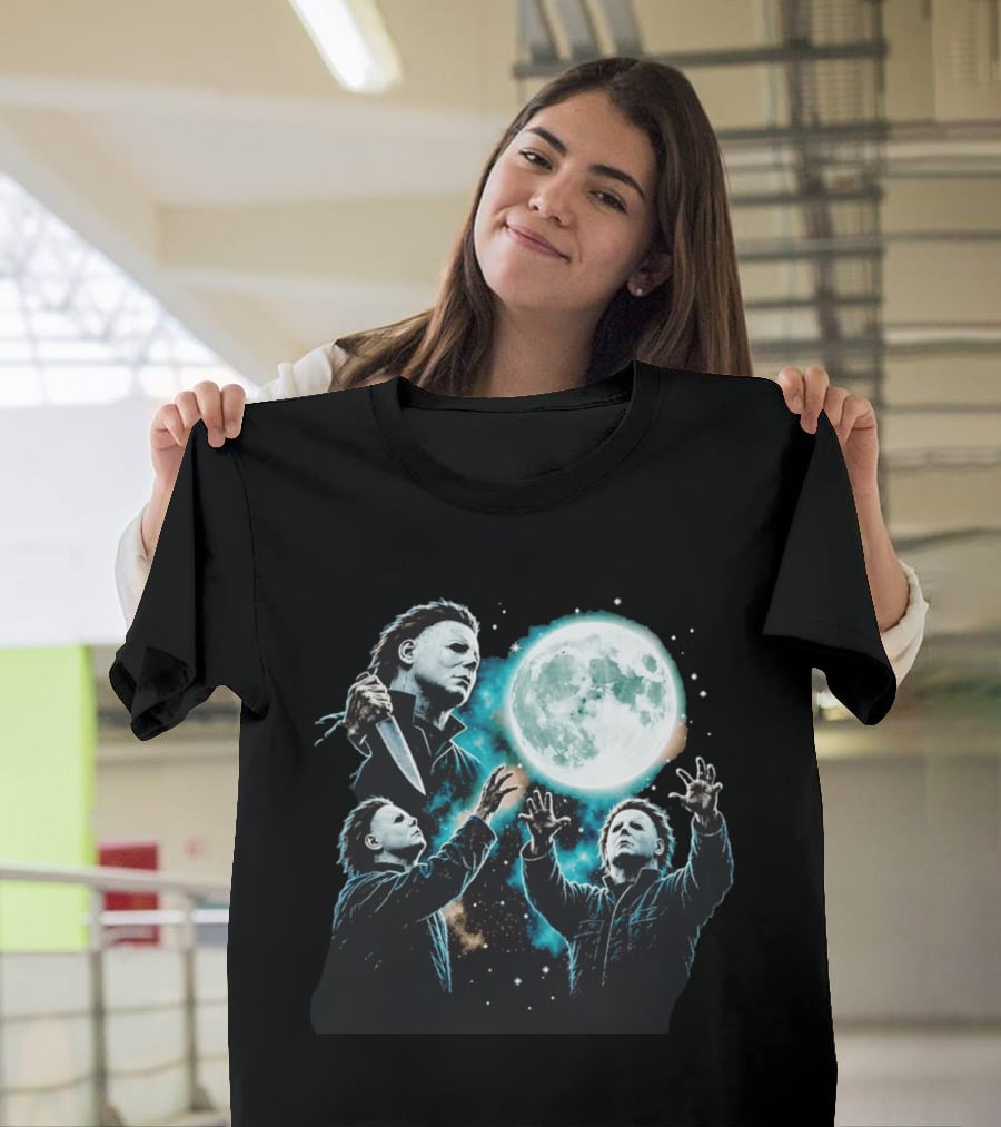 Michael Myers Halloween Moon Knife Scene T-Shirt