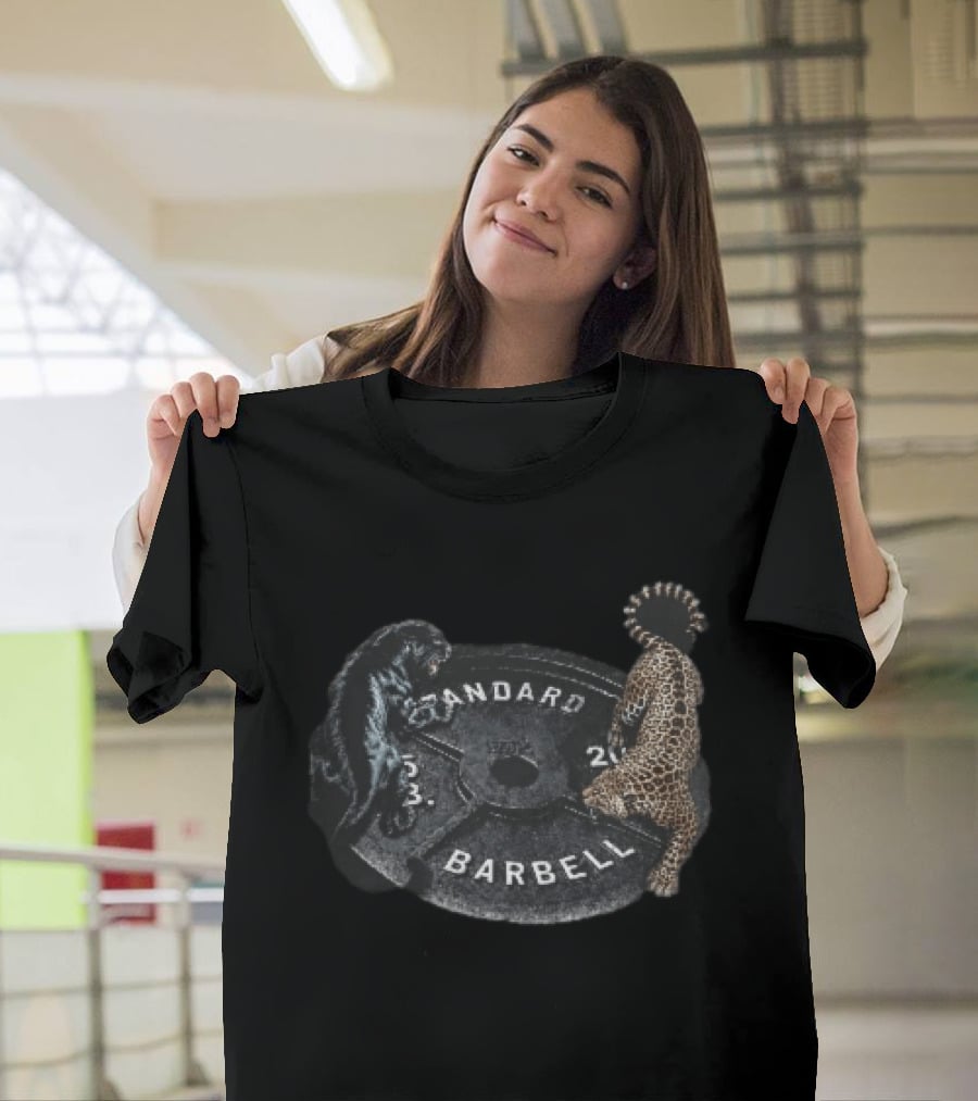 Standard Barbell 45 LB Black Panther Leopard Crawling Weight Plate T-Shirt