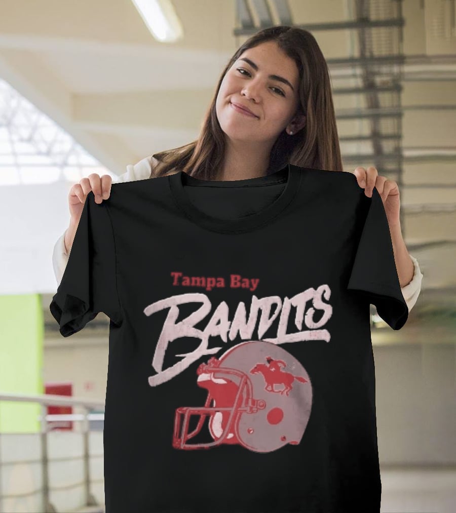 Tampa Bay Bandits Football Helmet Horseback Rider Distressed T-Shirt