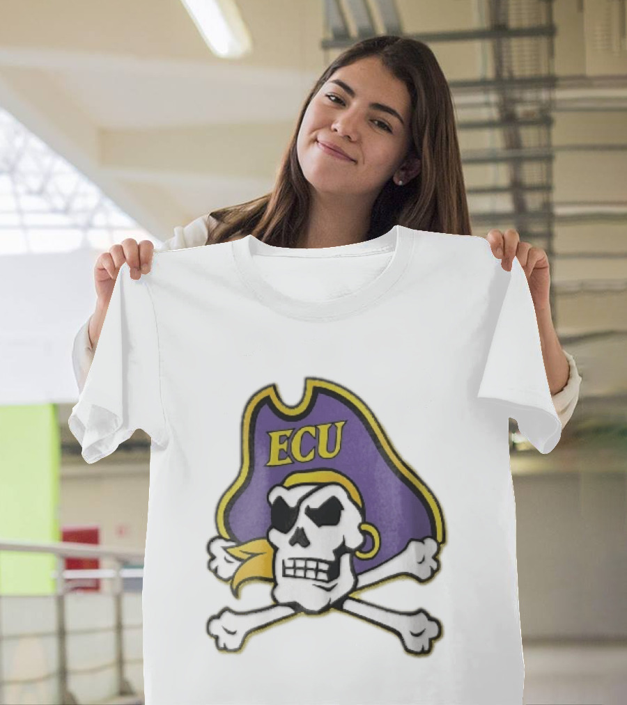 ECU Pirates Skull Crossbones Eyepatch Bandana NCAA T-Shirt