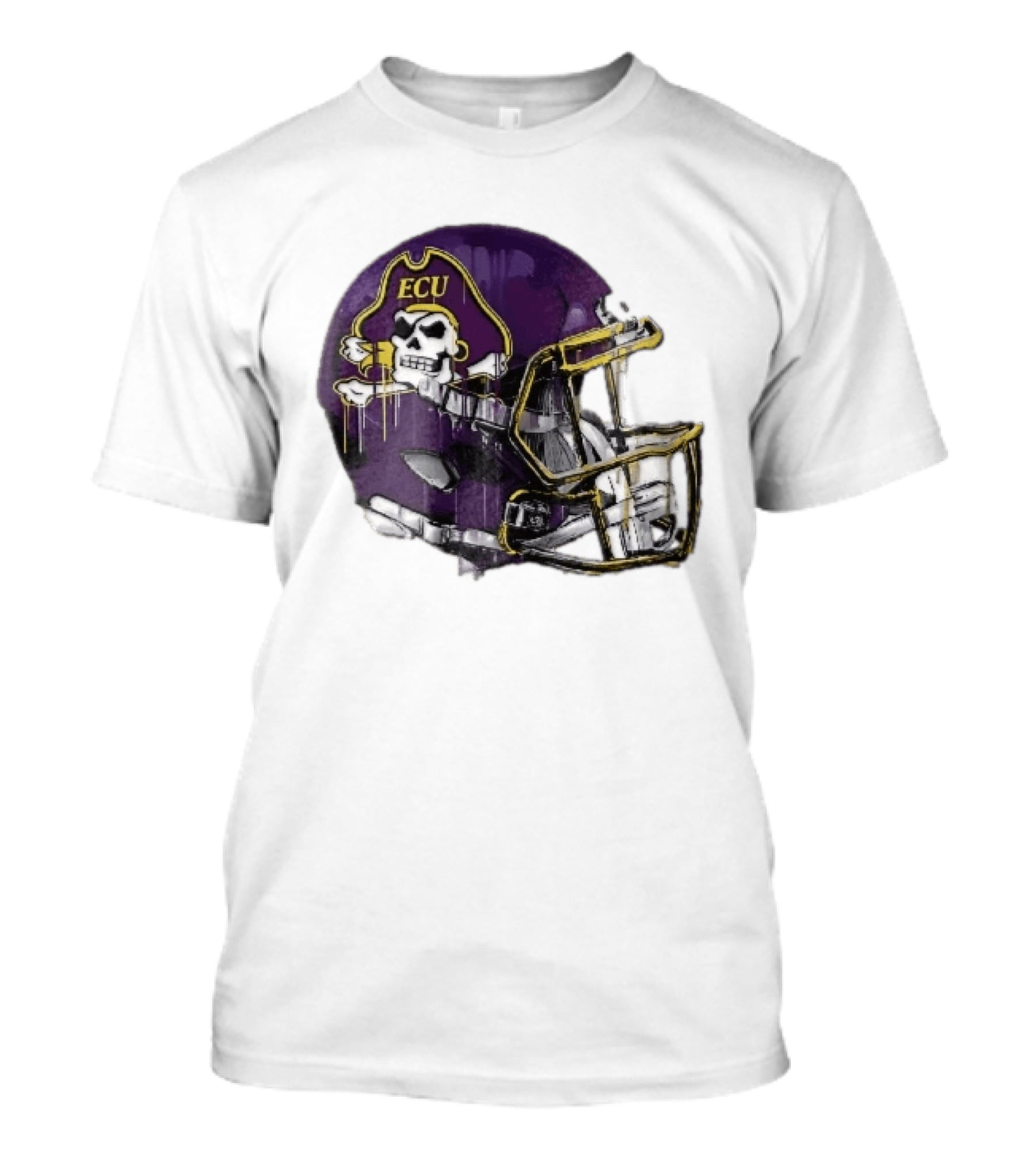 ECU Pirates Purple Helmet Dripping Paint Football NCAA Pd Moreno T-Shirt