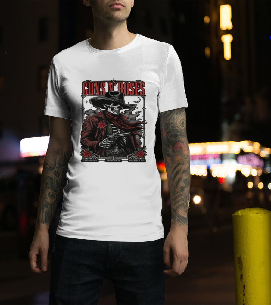 Guns N' Roses Skeleton Cowboy Globe Life Field Arlington TX September 9 2026 T-Shirt