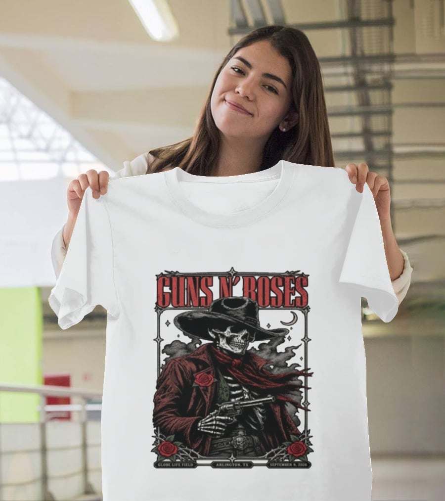 Guns N' Roses Skeleton Cowboy Globe Life Field Arlington TX September 9 2026 T-Shirt
