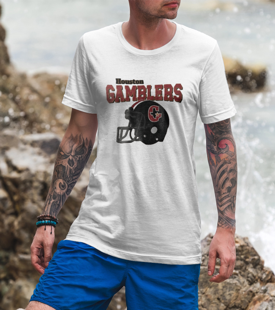 Houston Gamblers Distressed Football Helmet T-Shirt