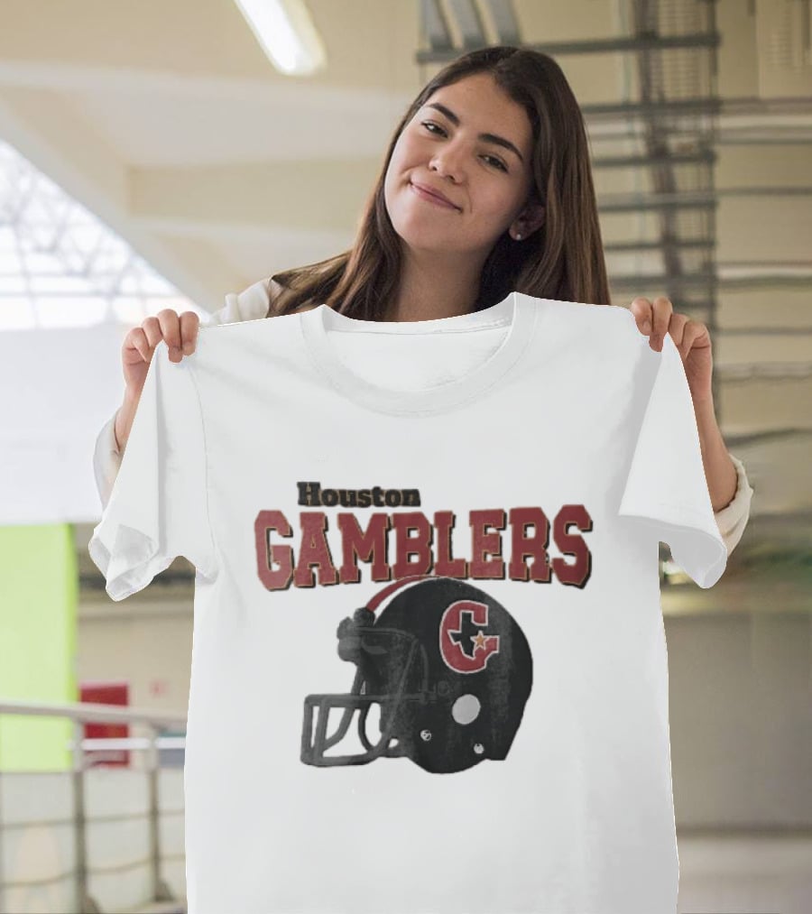 Houston Gamblers Distressed Football Helmet T-Shirt
