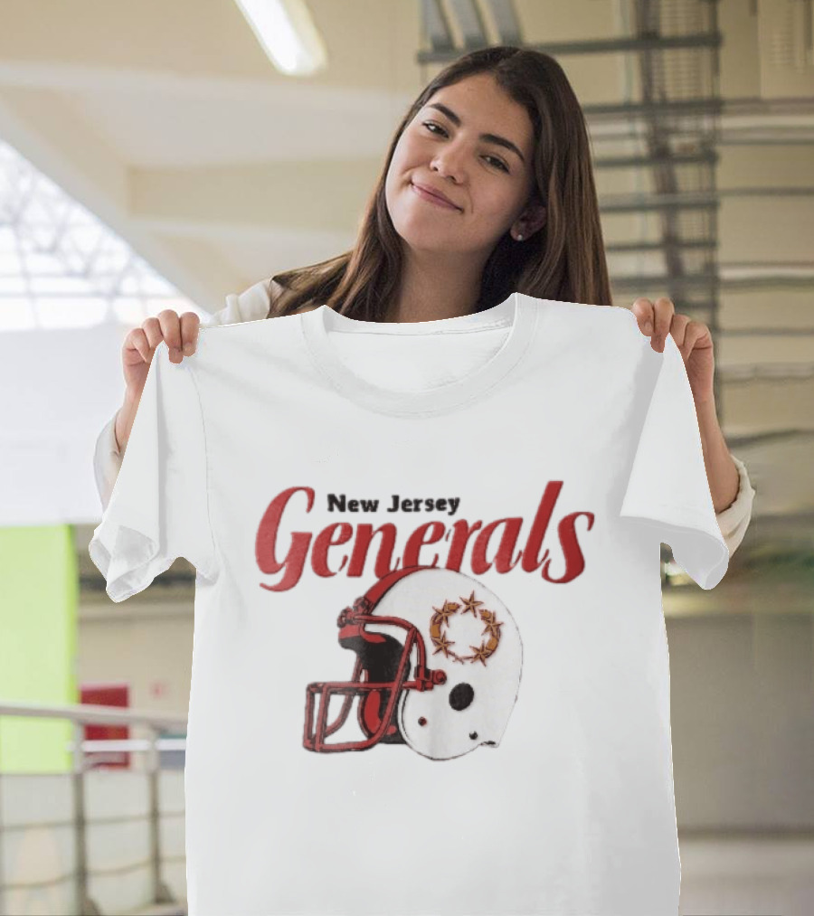 New Jersey Generals Distressed Helmet Five Stars T-Shirt