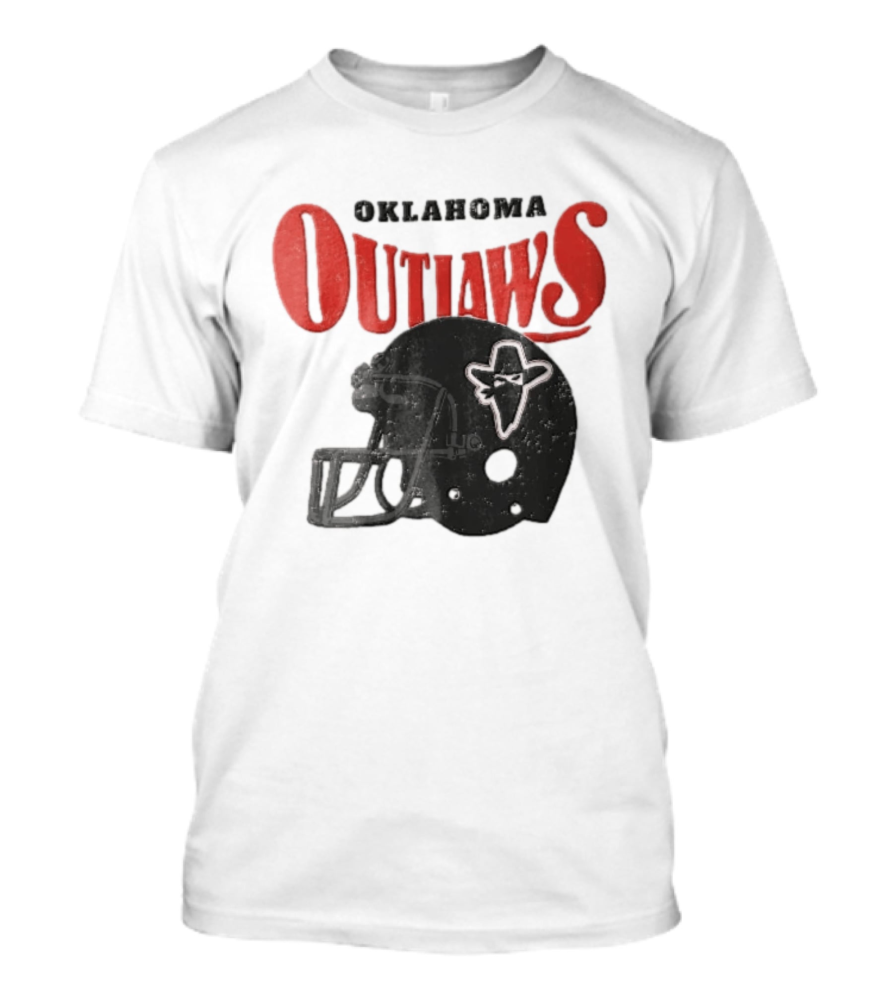 Oklahoma Outlaws Distressed Black Helmet Masked Bandit 2025 T-Shirt