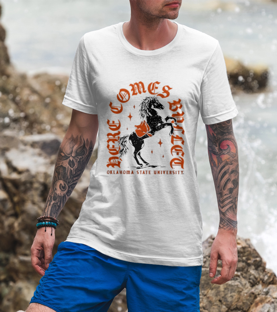Oklahoma State University Here Comes Bullet Horse Riding Spirit T-Shirt