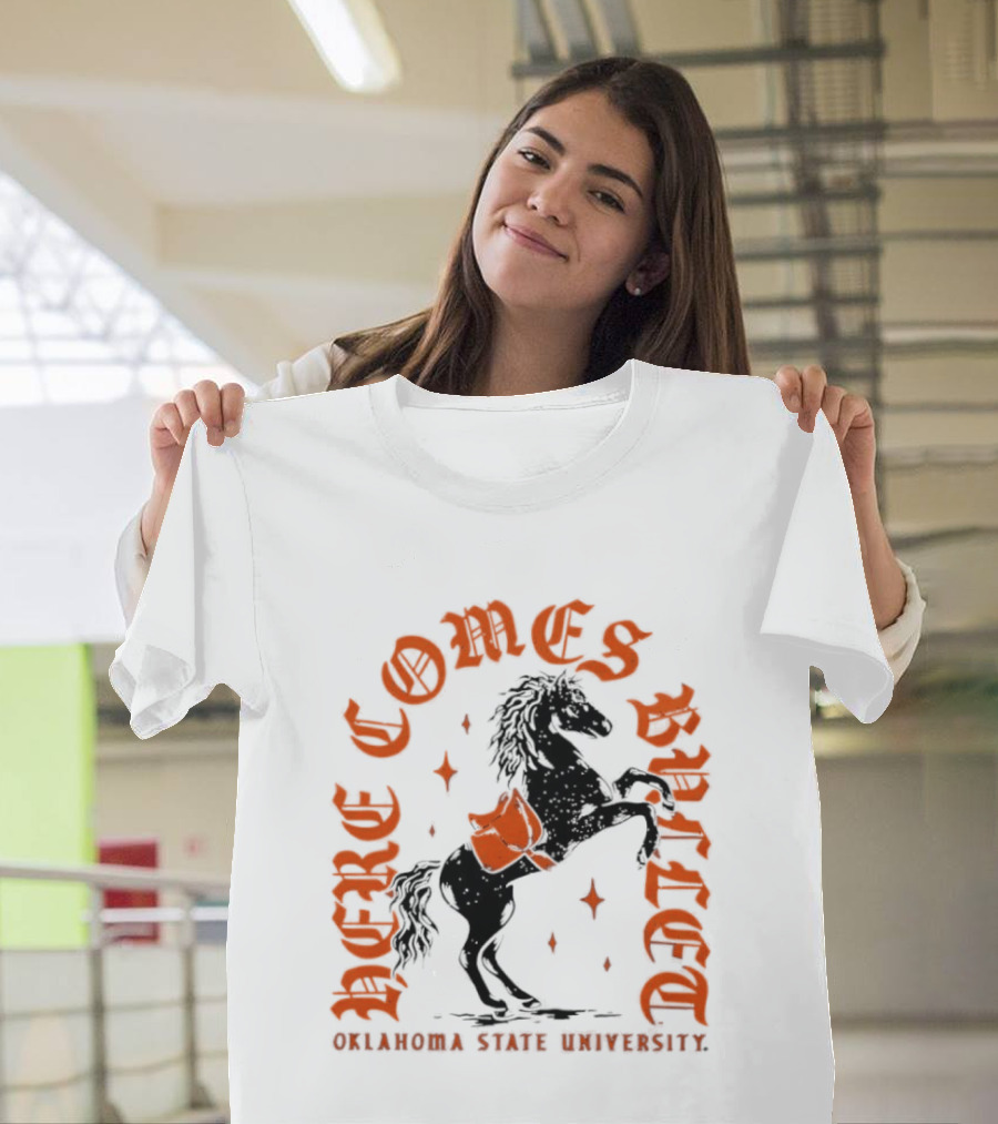Oklahoma State University Here Comes Bullet Horse Riding Spirit T-Shirt