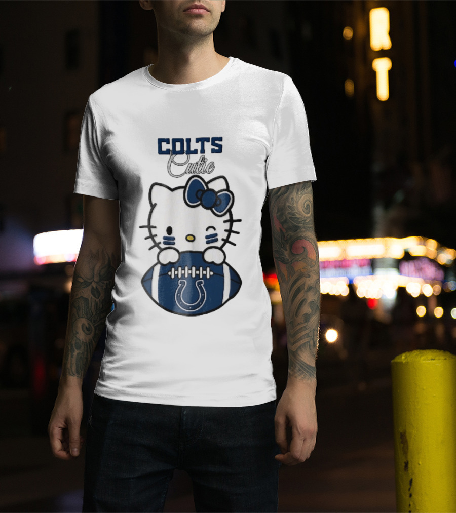 Indianapolis Colts Cutie Cartoon Cat Football Bow T-Shirt