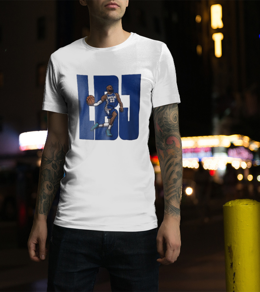 Philadelphia 76ers Phila 23 Cartoon Caricature Basketball Player Dribbling Lbj T-Shirt