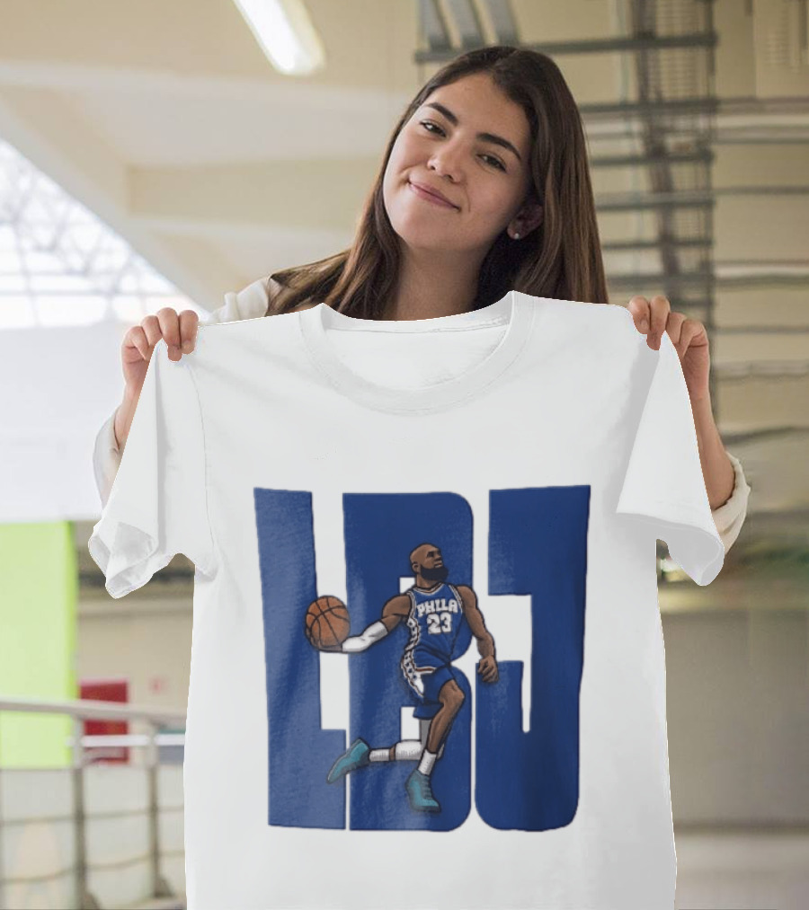 Philadelphia 76ers Phila 23 Cartoon Caricature Basketball Player Dribbling Lbj T-Shirt