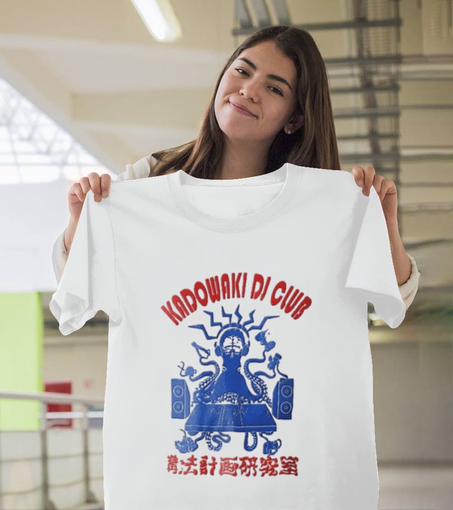 Kadowaki Dj Club Blue Octopus Turntable Brain Headphones Speakers 2024 T-Shirt