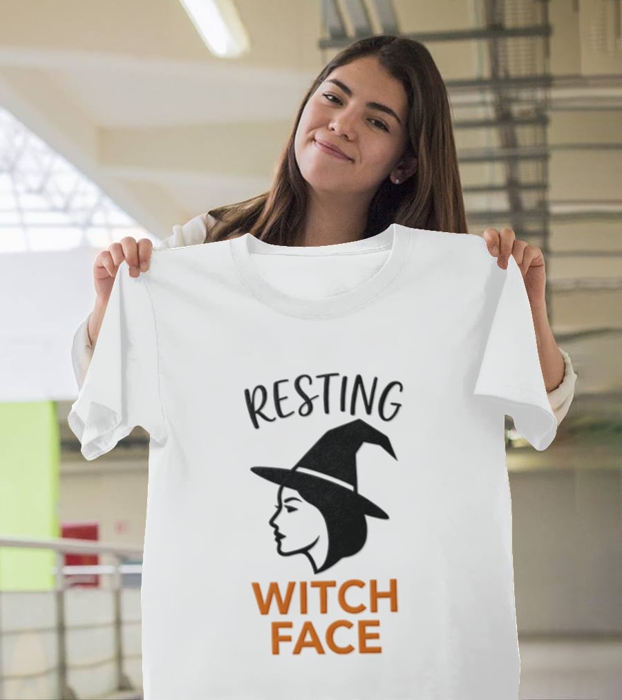 Resting Witch Face Halloween Witch Hat T-Shirt