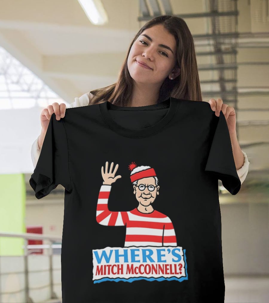 Where's Mitch McConnell Red White Stripes Waving T-Shirt