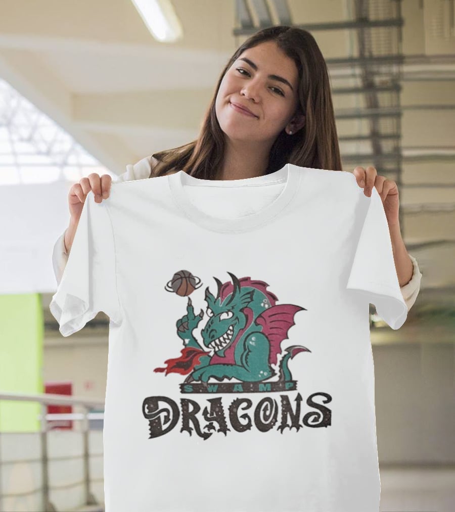 Swamp Dragons Basketball Fire Breathing Monster T-Shirt