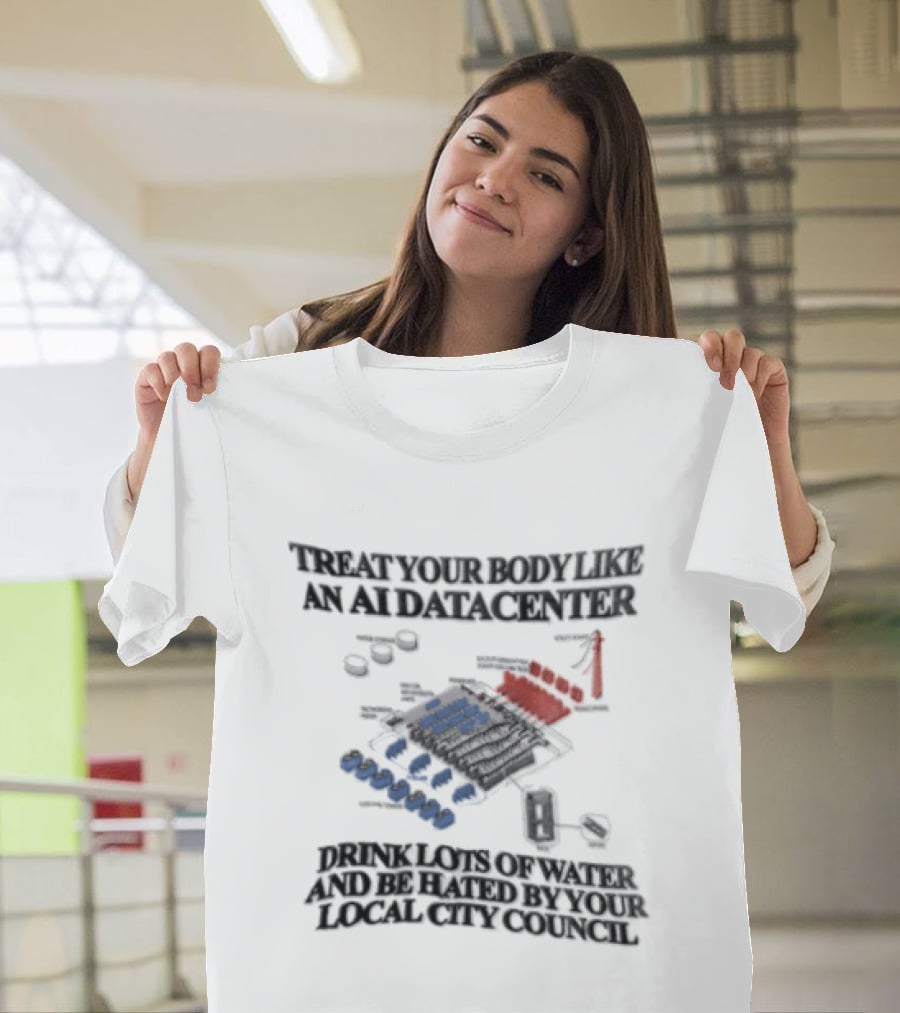 Treat Your Body Like An AI Datacenter Drink Lots Of Water And Be Hated By Your Local City Council T-Shirt