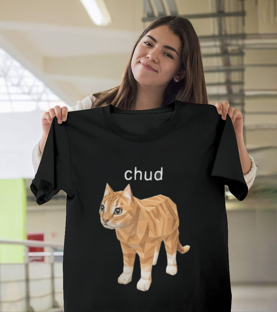 Chud Low Poly Geometric Orange Tabby Cat T-Shirt