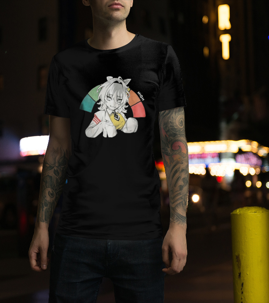 High Anime Cat Girl White Hair Threat Meter Gauge T-Shirt