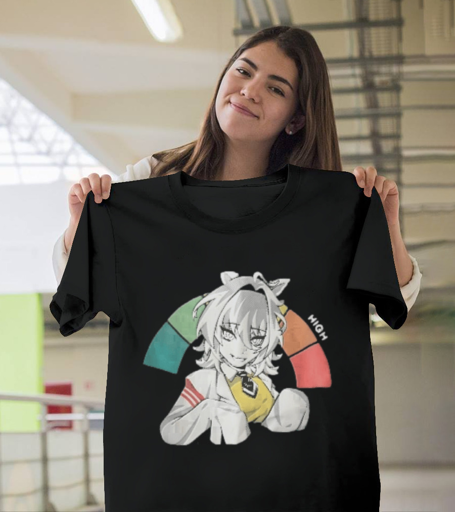 High Anime Cat Girl White Hair Threat Meter Gauge T-Shirt