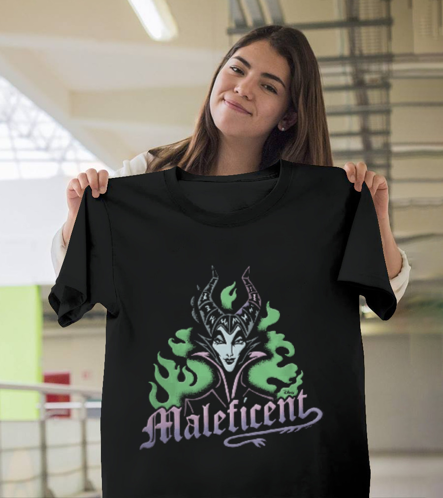 Disney Maleficent Horned Villain Green Flames T-Shirt