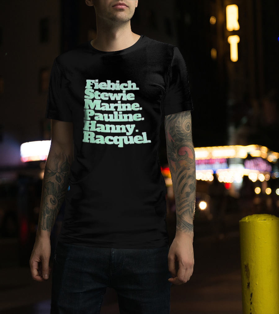 Fiebich Stewie Marine Pauline Hanny Racquel Mint Green Stacked Name List T-Shirt