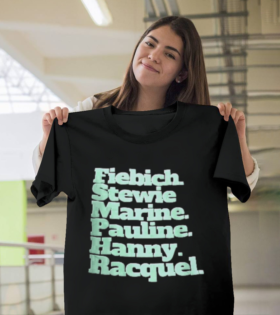 Fiebich Stewie Marine Pauline Hanny Racquel Mint Green Stacked Name List T-Shirt