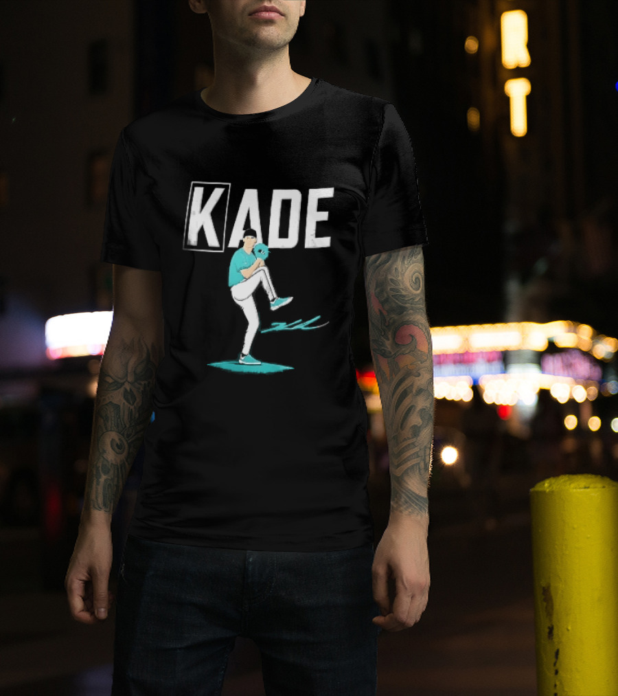 Kade Baseball Pitcher Teal Jersey Mound Action Cartoon T-Shirt