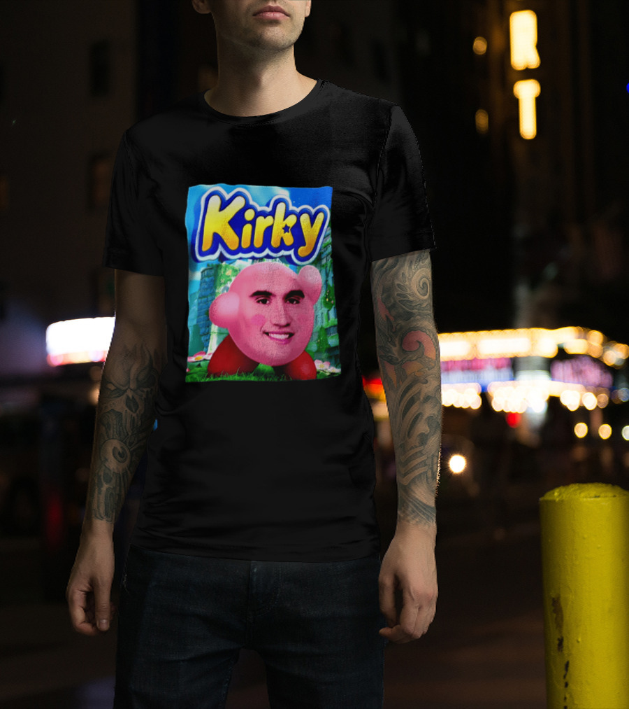 Kirky Kirby Nintendo Inspired Face Mashup Retro Gaming Nostalgia T-Shirt