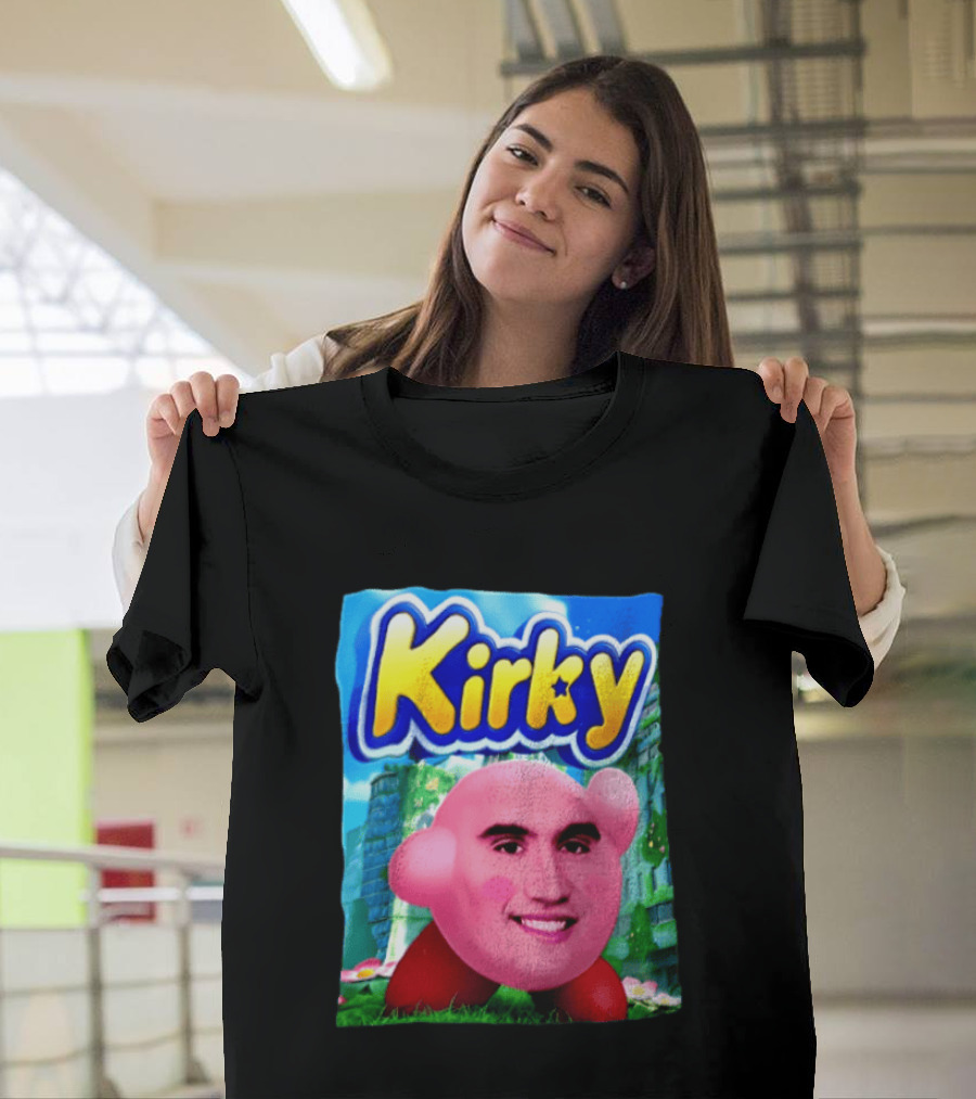 Kirky Kirby Nintendo Inspired Face Mashup Retro Gaming Nostalgia T-Shirt