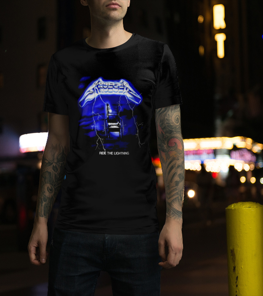 Krueger Ride The Lightning Wheelchair Electric Blue Thunderbolt T-Shirt