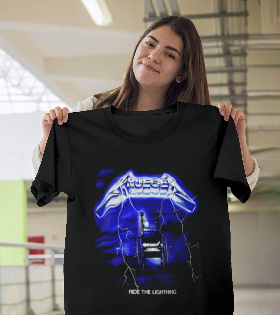 Krueger Ride The Lightning Wheelchair Electric Blue Thunderbolt T-Shirt