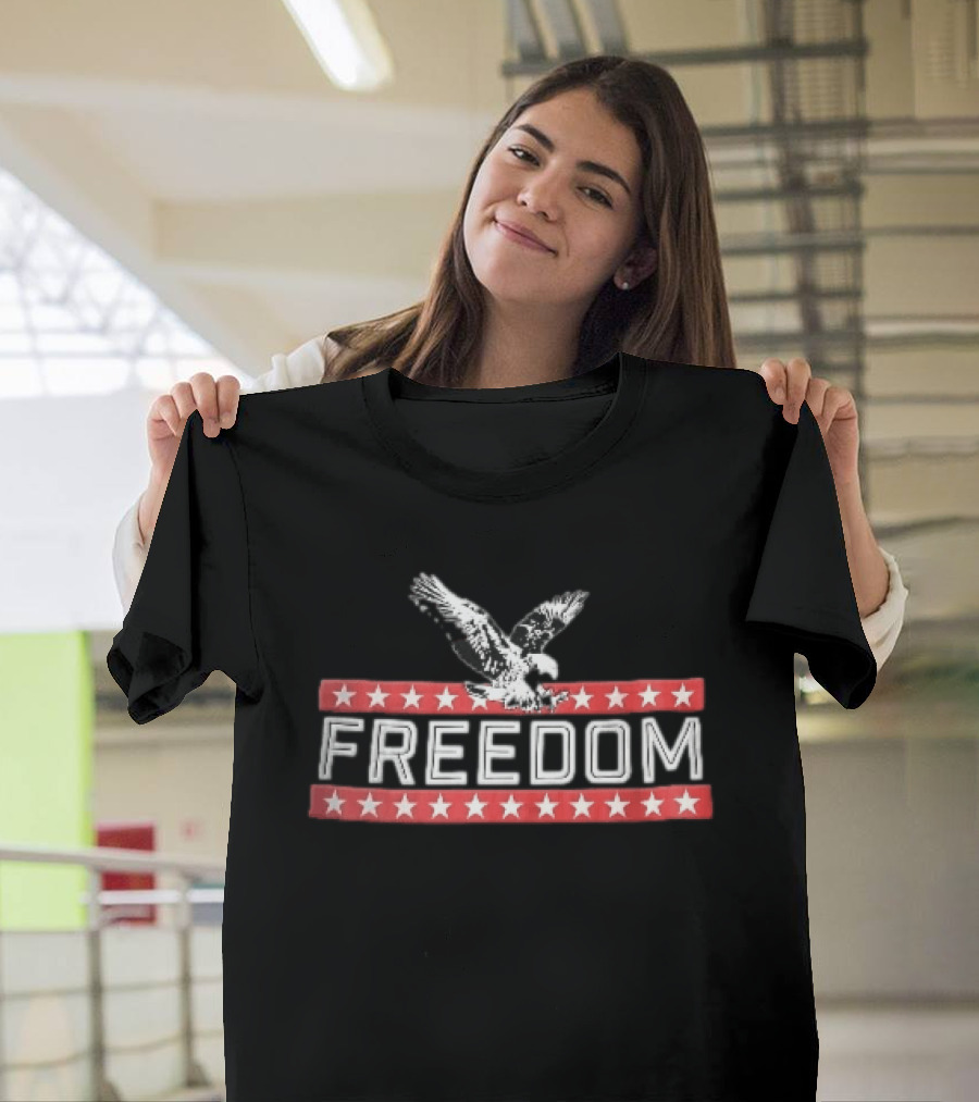 Freedom Swooping Eagle With Stars And Stripes Banners T-Shirt