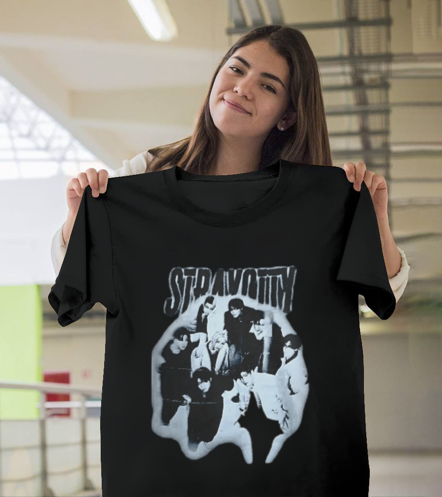 Stravotty K Pop Boy Group Monochrome Distressed Bootleg Photo T-Shirt
