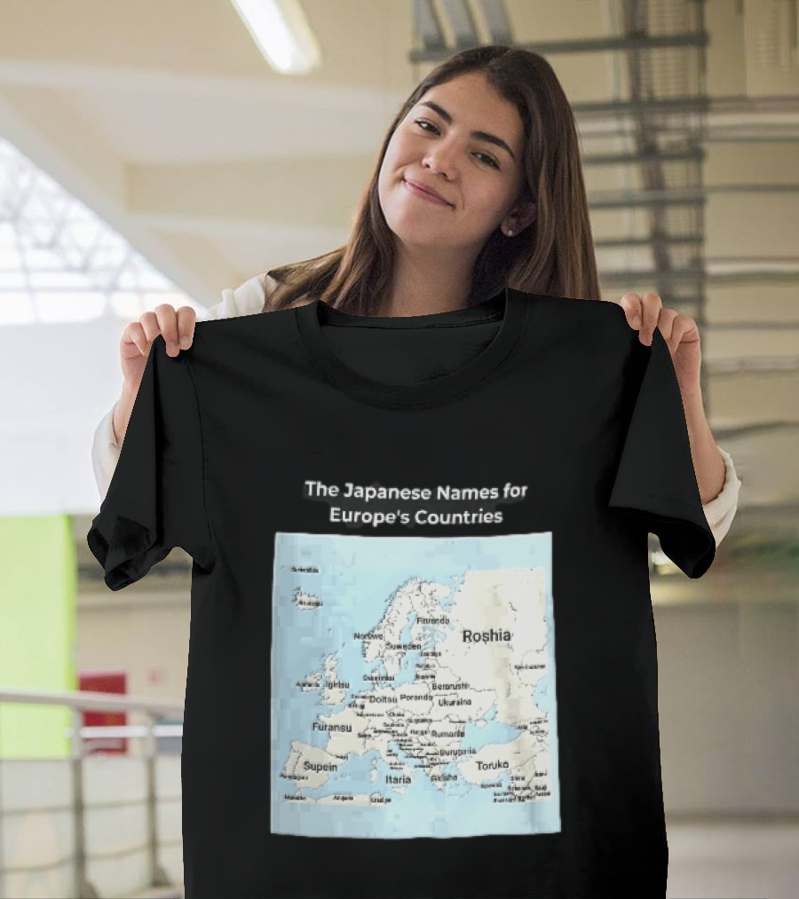 The Japanese Names For European Countries Map With Labels T-Shirt