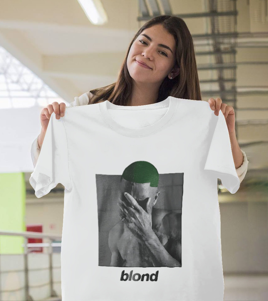 Blond Frank Ocean Green Hair Covering Face Halftone T-Shirt