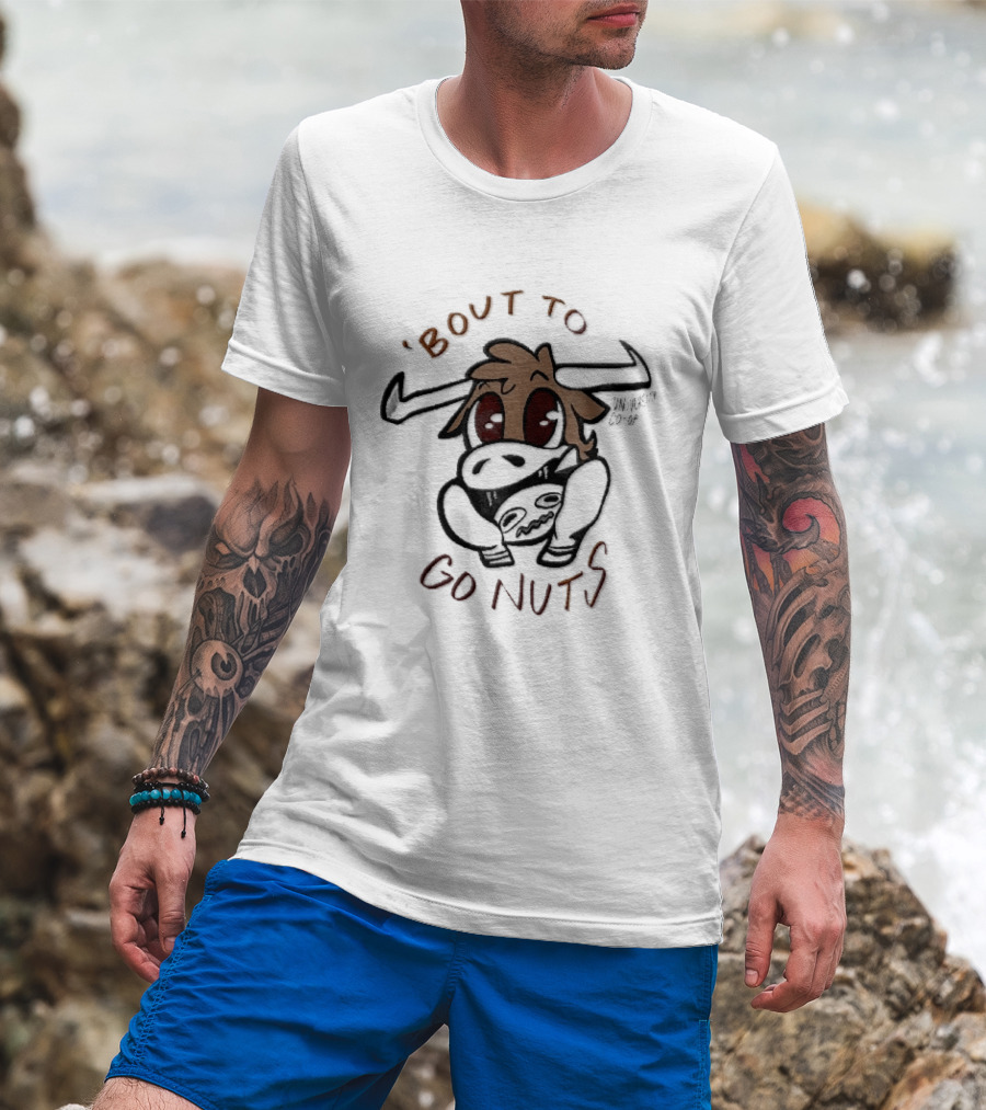 Bout To Go Nuts Cartoon Longhorn Bull Scared T-Shirt