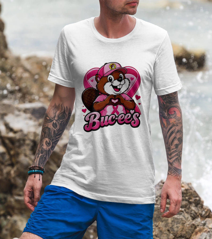 Buc Ee's Pink Ribbon Beaver Breast Cancer Awareness T-Shirt