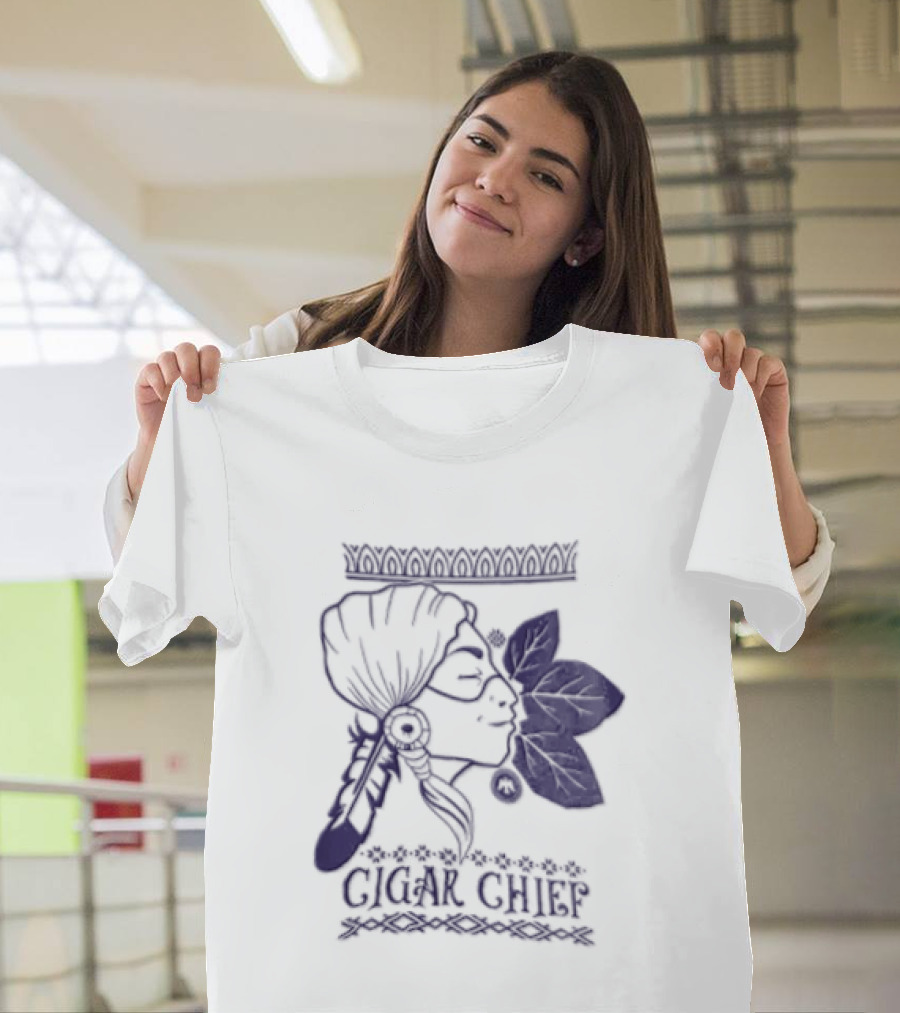 Cigar Chief Native American Smoking Profile T-Shirt